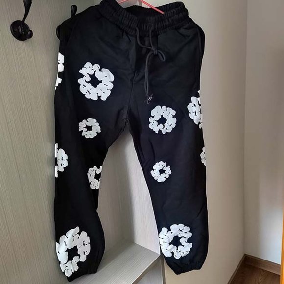 Denim Tears Other - Denim Tears Wreath Foam Print Black Sweatpants